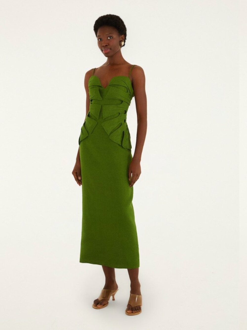 NWT Farm Rio Green Monstera Leaf Sleeveless Maxi Dress - Picture 3 of 5